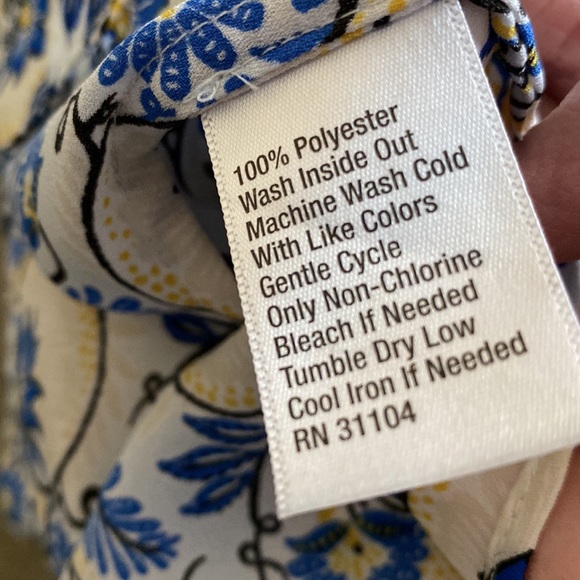 KAARI Blue Sleeveless Top PM Floral Pattern Ruffled Sleeves 100% Polyester - Picture 7 of 8